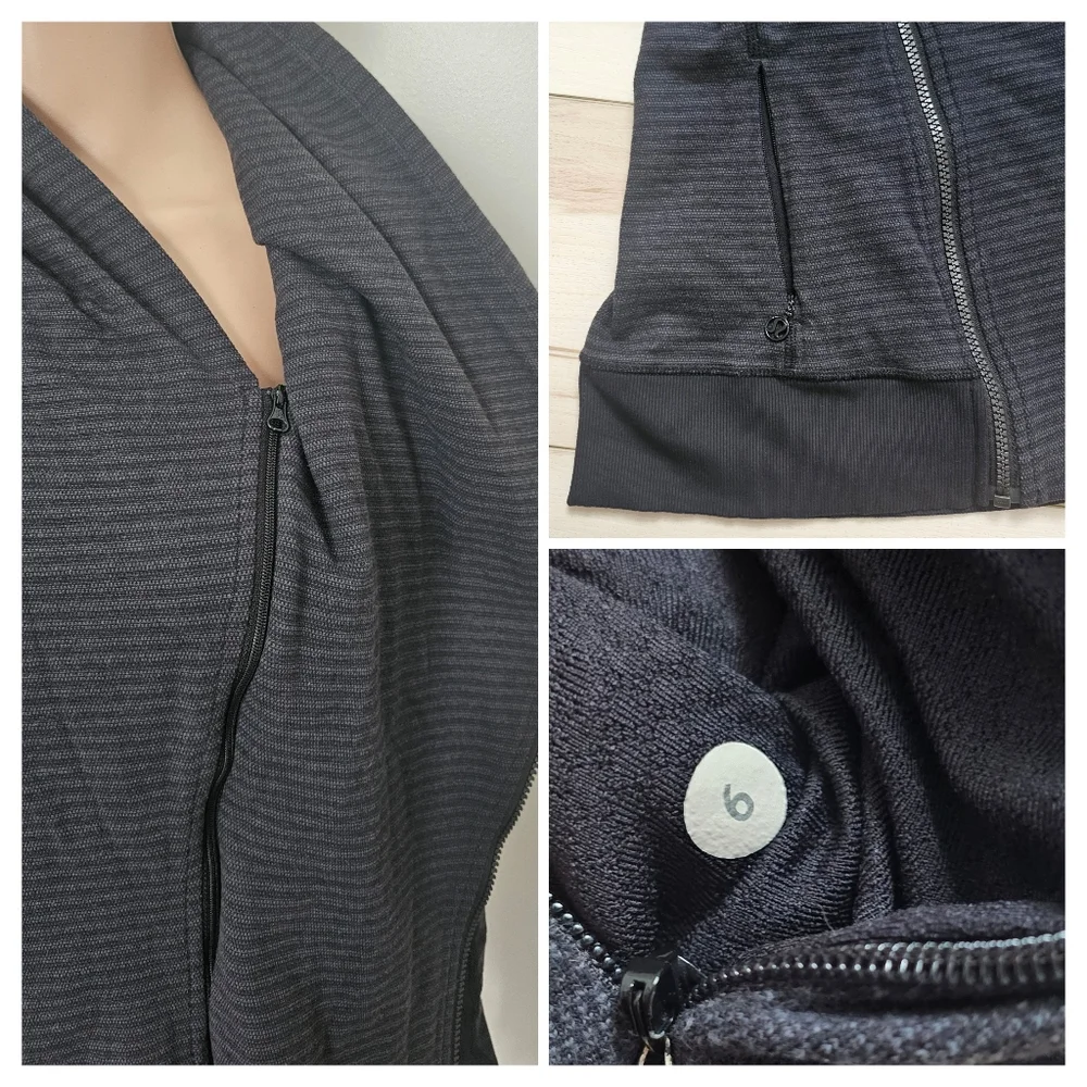 RARE Lululemon Bhakti Yoga Jacket In Luon Pique Black Dark Slate/ Black